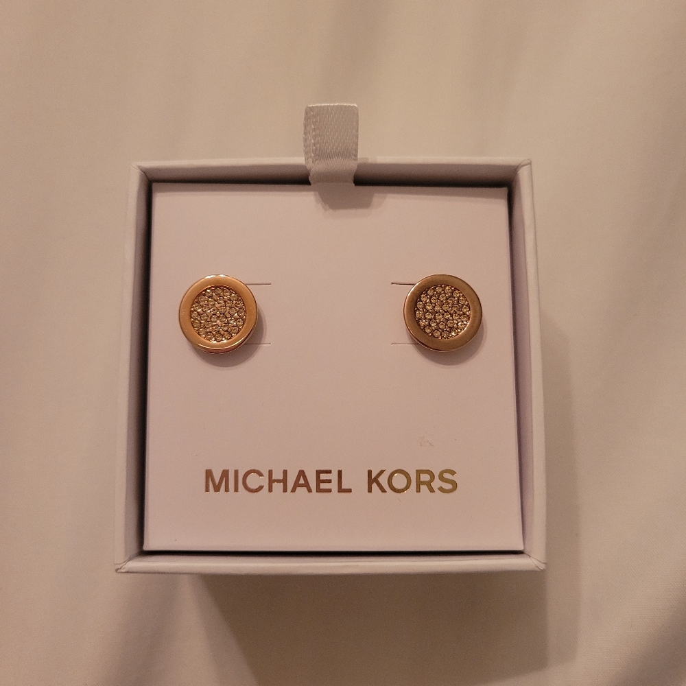 NWT MK Rose Gold Pave Earrings